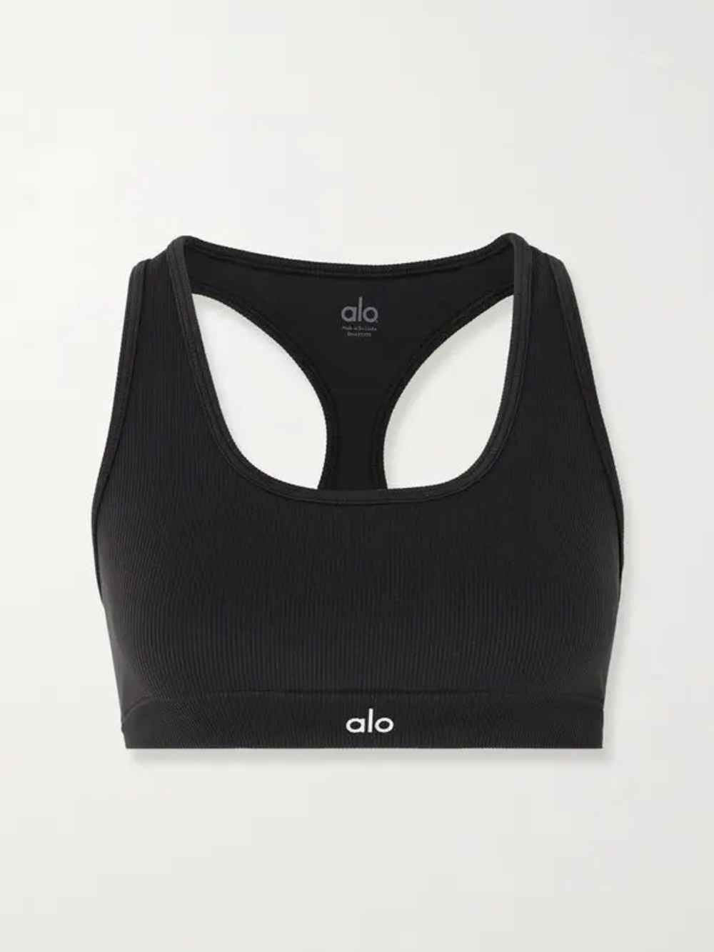 ALO Yoga Black Ribbed Racerback Sports Bra